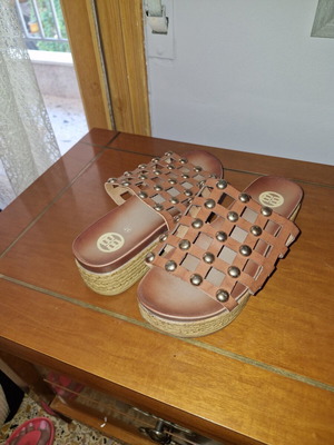 Mule tan with studs, like new