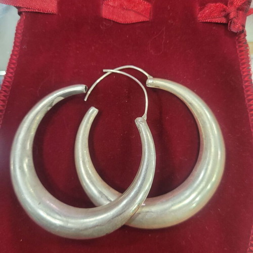 Silver 925 large hoop earrings like new, 6cm