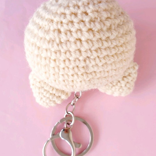 Keychain Charm Bag Cat Cream Amigurumi Knitted Handmade New