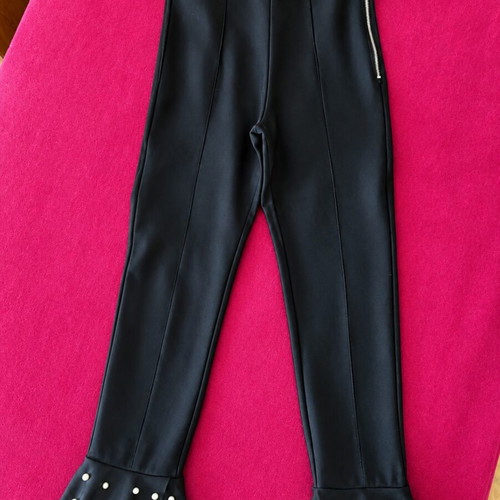 Bershka black leggings with pearl trim like new, size L