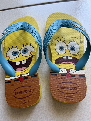 Havaianas children's flip-flops Bod o SpongeBob size 27-28 like new, yellow turquoise