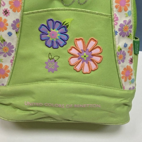 Benetton Y2K floral rhinestone school bag