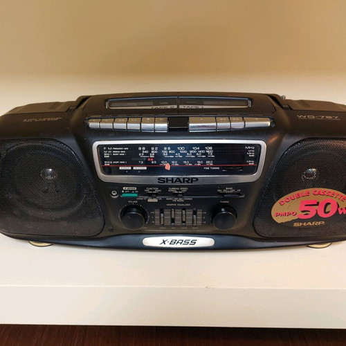 Sharp collectible double cassette radio X-BASS 50W WQ-727 used