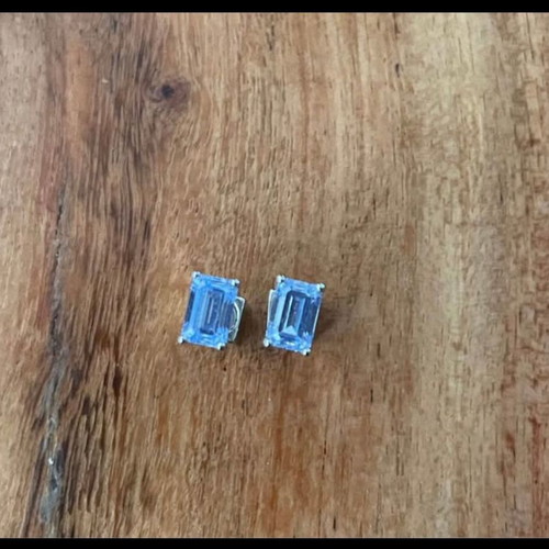 Swarovski earrings new with blue octagonal stones