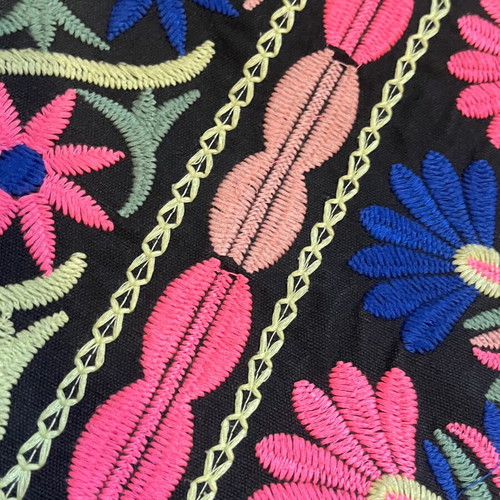 Boho Fabric Crossbody Bag Like New With Embroidered Flowers