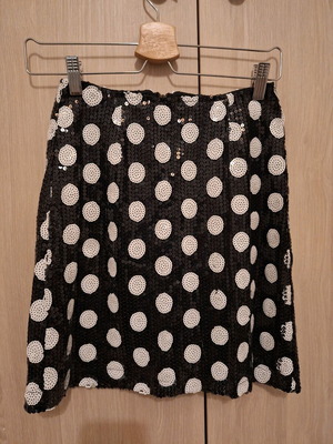 Joanie polka dot skirt with sequins like new, size S, black-white