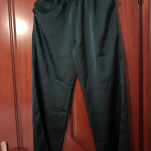 Satin women's pants Melitea Gioielli green like new size S