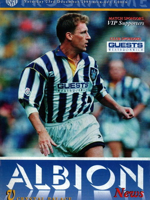 West Bromwich Albion vs Crystal Palace 1995 Vintage πρόγραμμα αγώνα