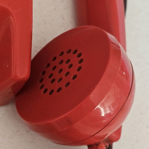 Vintage red telephone device used, collectible, 1960s