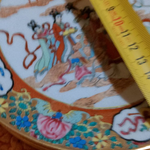 Vintage Famille Rose Chinese plates hand-painted, like new, set of 6