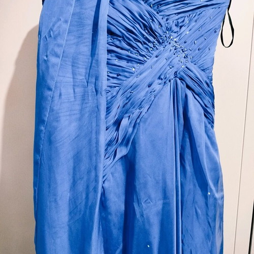 Long dress used, blue, size 46 with slit and scarf