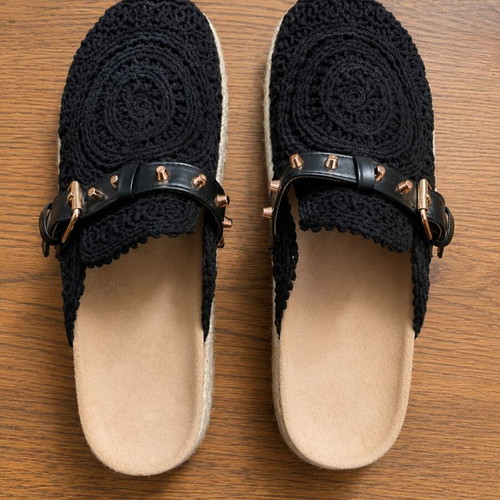 Black Crochet Platform Mules Size 41 New