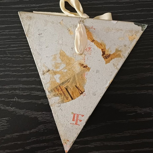 Vintage triangular wall mirror with authentic Asian butterfly