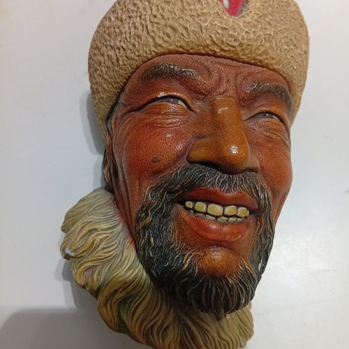 Bossons vintage chalkware wall heads set of 3, England 1960s