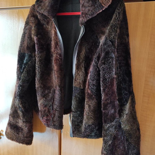 Leather-mouton jacket like new, brown, fur-lined reversible