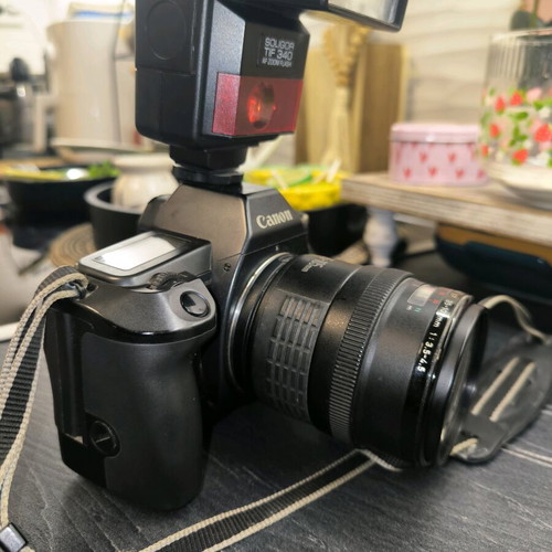 Canon EOS 600 and 1000F with 2 EF lenses and flash like new