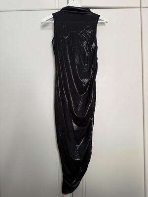 Asymmetric long dress black, new, vinyl look