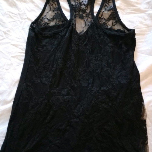 Helios black sleeveless top with lace back used, size XL