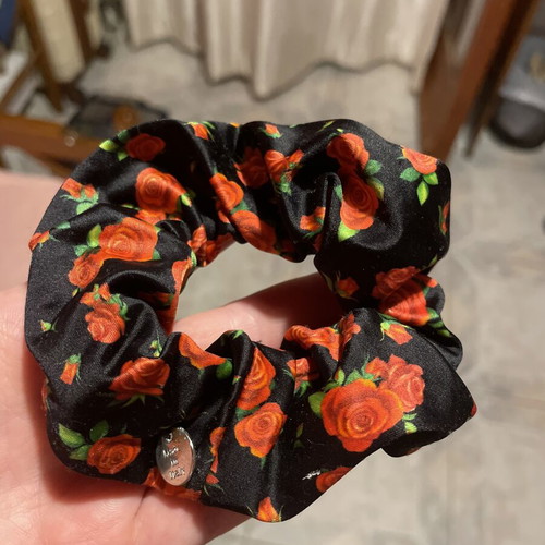 Hair Tie New Floral Design Black and Red