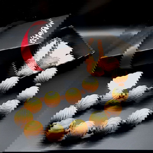 Ξύλινο χειροποίητο κολιέ καινούργιο, Boho σχέδιο, 69cm, καφέ-κίτρινο