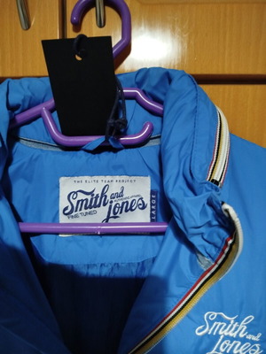 Smith & Jones men's windbreaker jacket new, blue with hood