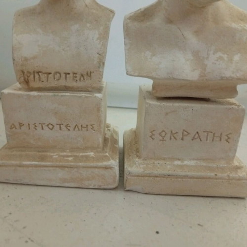 Plaster statuettes used Socrates and Aristotle