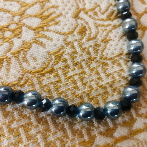 Handmade necklace new with gray and blue beads