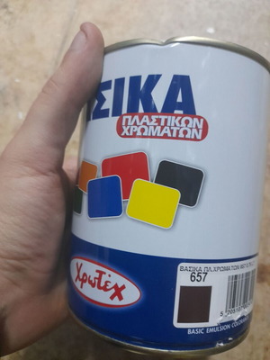Βασικό πλαστικό χρώμα καφέ Νο 657 Χρωτέχ 750ml καινούργιο