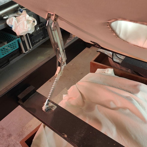 Massage bed used, dark oak wood