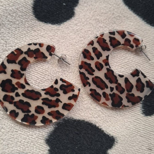 Earrings new beige and brown