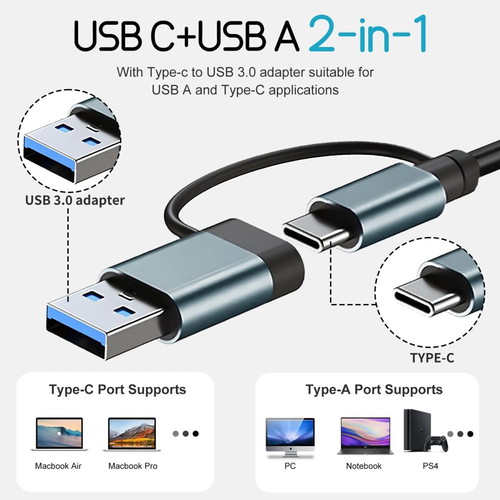 USB-C 8-in-1 Hub New Multifunctional Adapter with USB-A, SD/TF Reader, Audio Jack