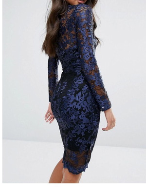Lipsy London long sleeve lace and sequin midi dress new, black and white, size S/M