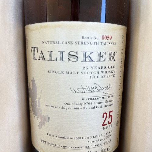 Talisker 25yrs 2008 bottle number 0059 like new, rare edition