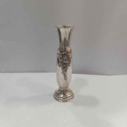 Vintage Solifleur 925 Silver Bud Vase with Floral Relief