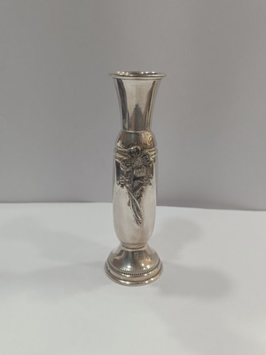 Vintage Solifleur 925 Silver Bud Vase with Floral Relief