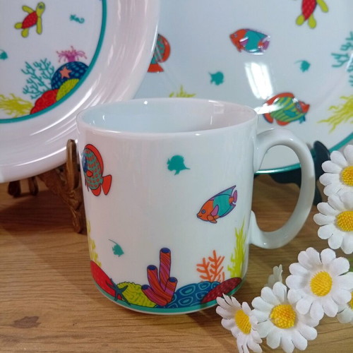 Auerhahn Porcelain children's dinner set Ocean, 3 pieces