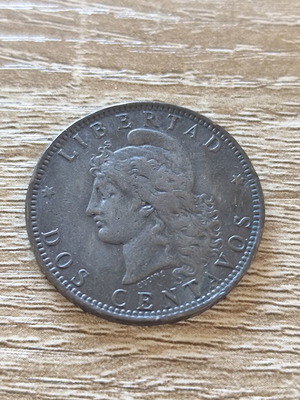 2 Centavos Argentina 1891 coin used, copper
