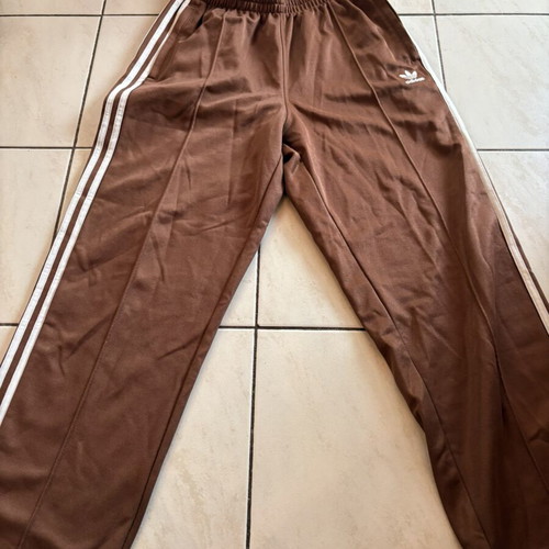 Adidas tracksuit pants, brown and white, size S-M