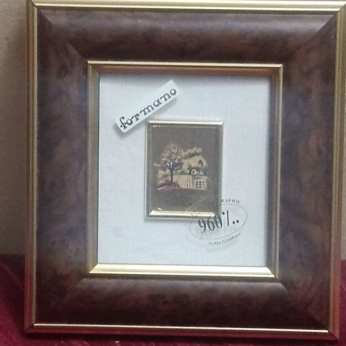 Painting with gold foil signature frame certificate like new