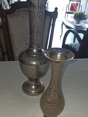 Επάργυρα βάζα σαν καινούργια, vintage, σετ δύο τεμαχίων