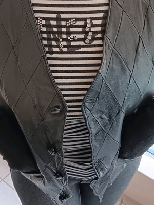 Leather vest vintage used, black, size L