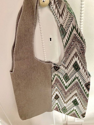 Boho fabric shoulder bag new, gray