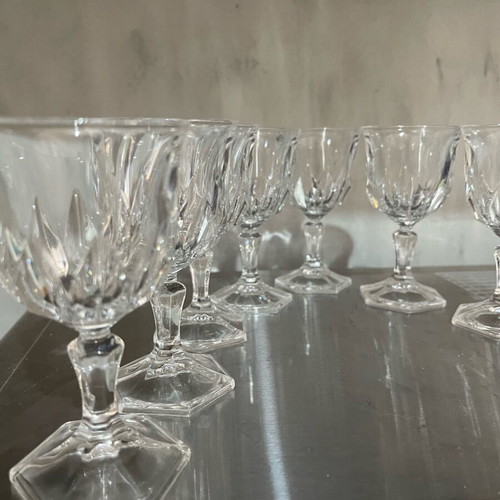 Vintage Cristal D’arques Chaumont liqueur glasses set of 9 like new
