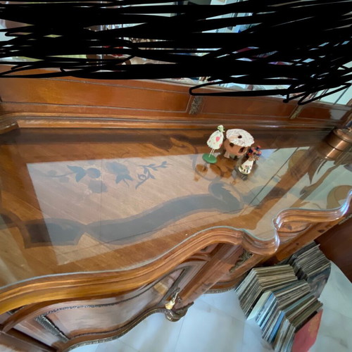 Louis XVI style buffet with mirror, like new, oak wood and marquetry