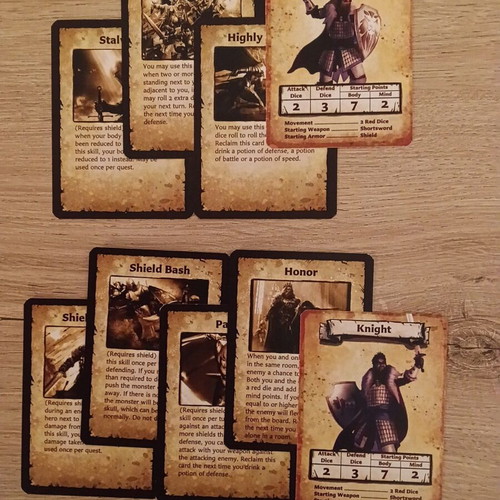 HeroQuest Knight Hero expansion like new with 7 skill cards