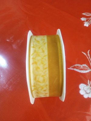 Organza ribbon with wire 10 m mustard color and 4 cm width new