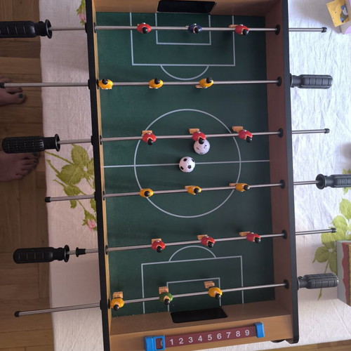 Children's Foosball Table with Legs and 2 Balls, Like New, Wooden