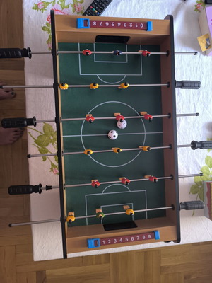 Children's Foosball Table with Legs and 2 Balls, Like New, Wooden