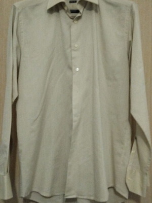 Beige shirt like new, size L, with stain on shoulder