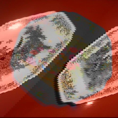 Πορσελάνινο πιάτο εξαγωνικό μεταχειρισμένο με κινέζικες λεπτομέρειες 20 cm